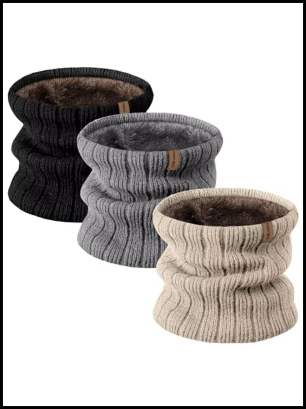 3 Pack Fleece Neck Gaiter Winter Ski Warmer Acrylic Face Mask Cover